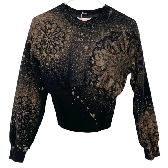 Upcycled Sweatshirt Womens Small XS Cropped Pullover Mandala Victoria s Secret - Picture 1 of 10